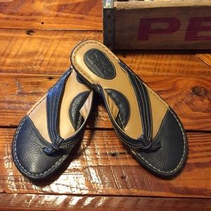 Navy B.O.C. Leather Sandals